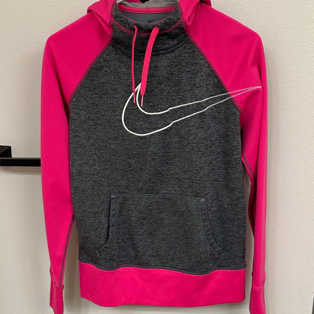 Nike Pink and Gray Women's Hoodie